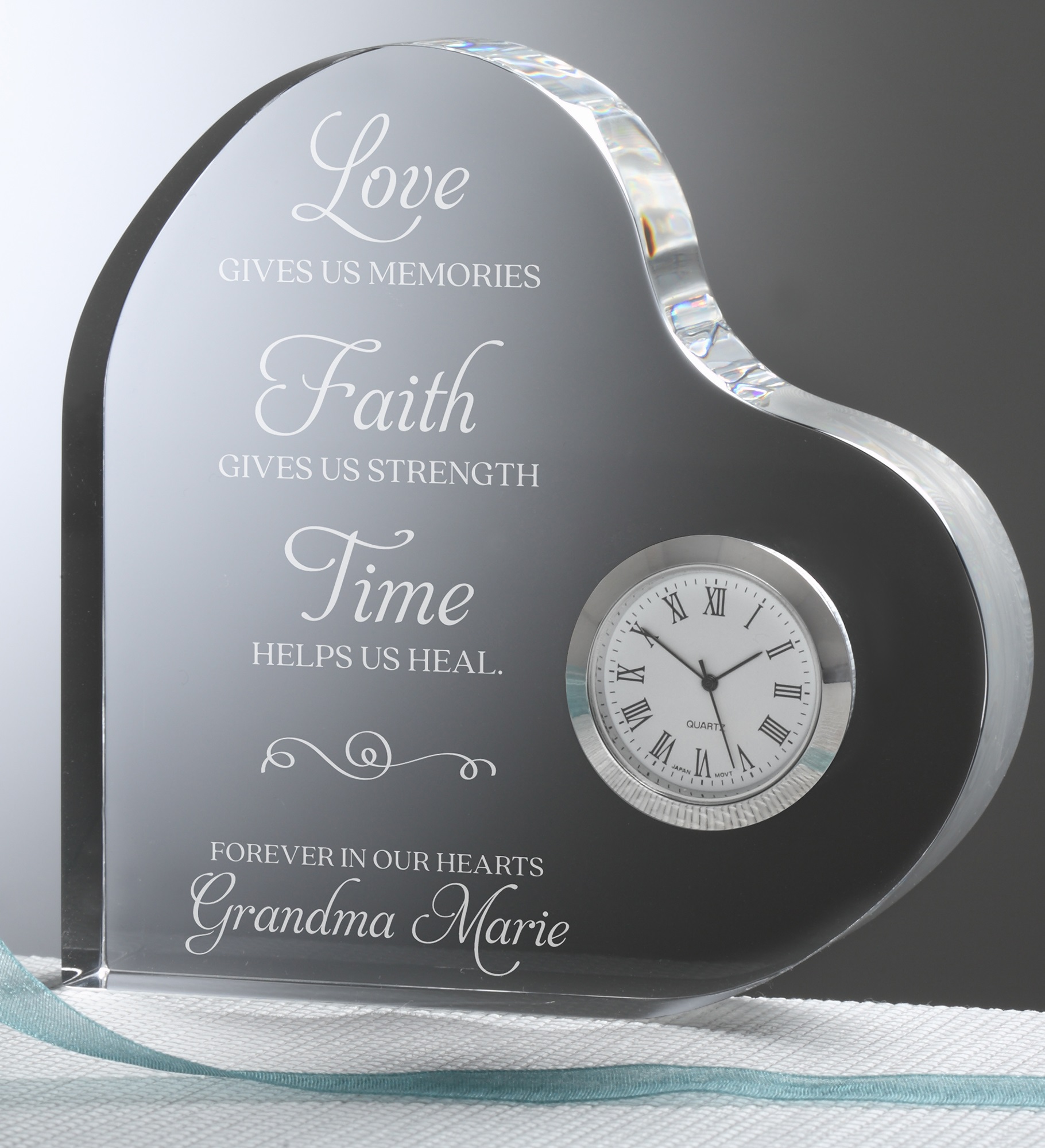 In Memory Engraved Heart Clock